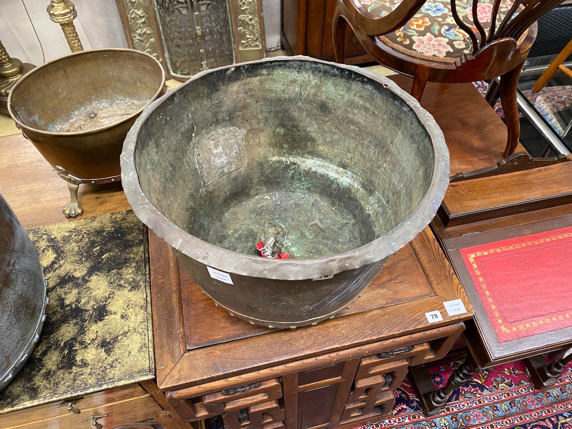 A Victorian copper copper, diameter 54cm, height 38cm